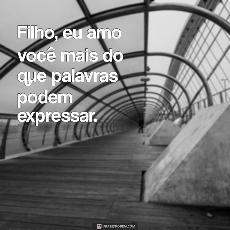 filho eu amo você Filho, eu amo você mais do que palavras podem expressar.