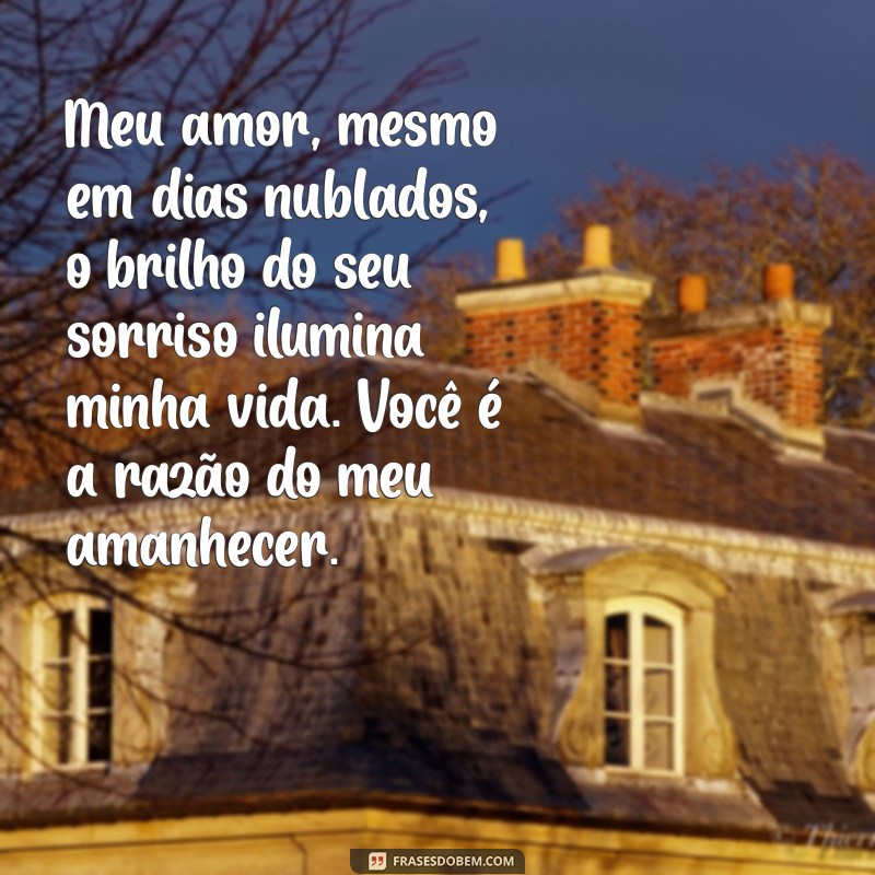 carta para o namorado Meu amor, mesmo em dias nublados, o brilho do seu sorriso ilumina minha vida. Você é a razão do meu amanhecer.