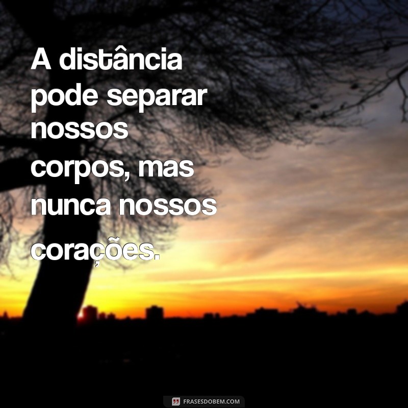 frases para amor a distância A distância pode separar nossos corpos, mas nunca nossos corações.