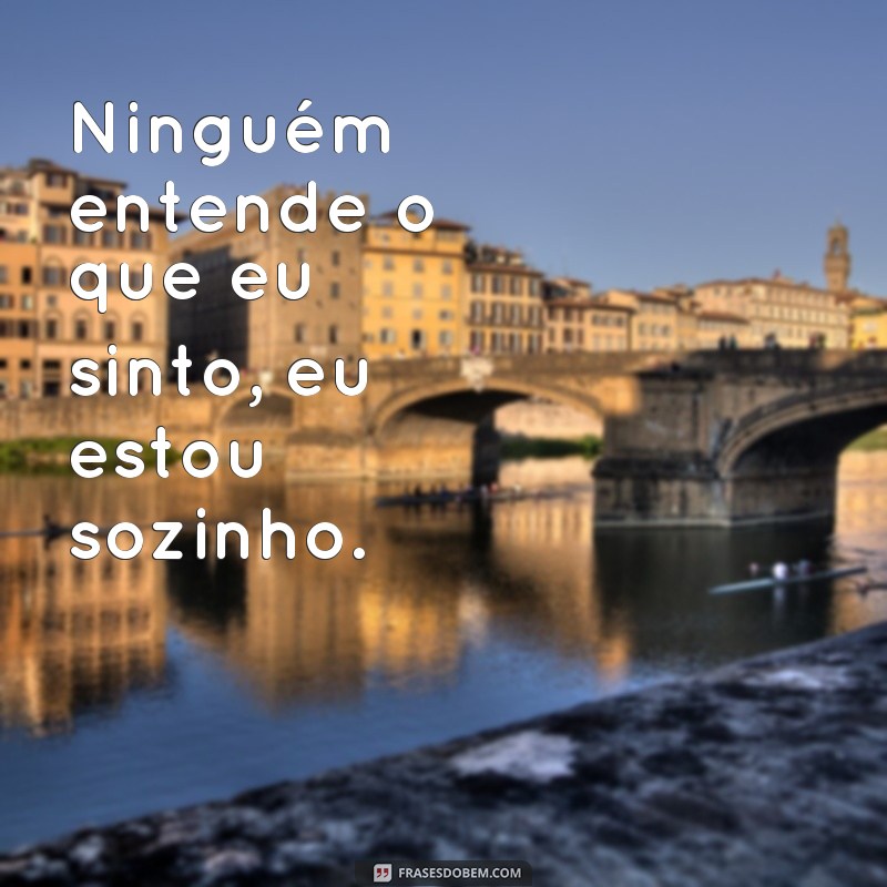 frases de uma pessoa solitária Ninguém entende o que eu sinto, eu estou sozinho.