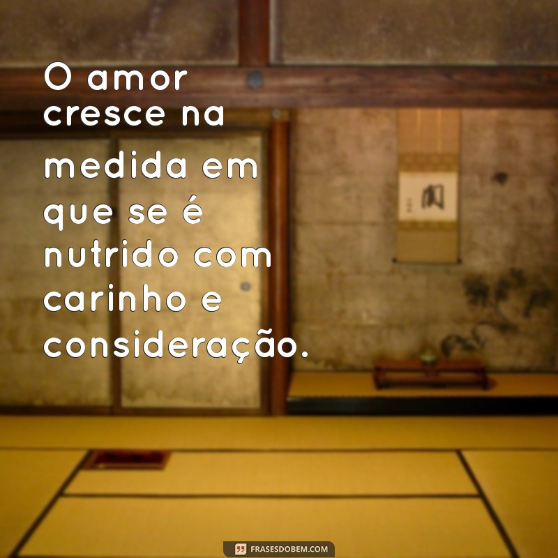 reciprocidade no amor O amor cresce na medida em que se é nutrido com carinho e consideração.