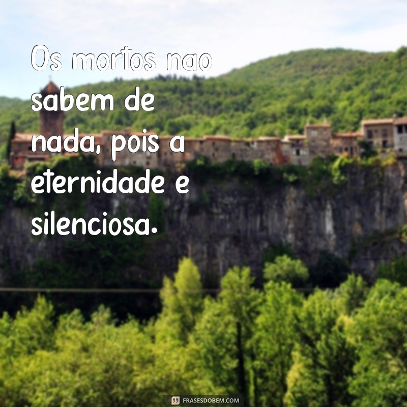 os mortos não sabem de nada Os mortos não sabem de nada, pois a eternidade é silenciosa.