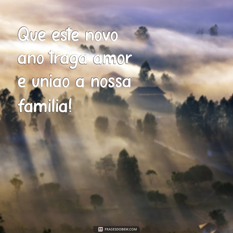 frases curtas de ano novo para família Que este novo ano traga amor e união à nossa família!