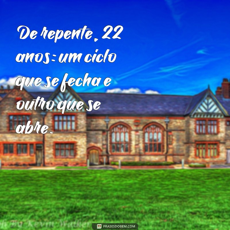 de repente 22 anos De repente, 22 anos: um ciclo que se fecha e outro que se abre.