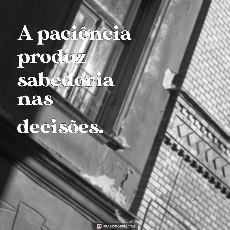 a paciência produz A paciência produz sabedoria nas decisões.