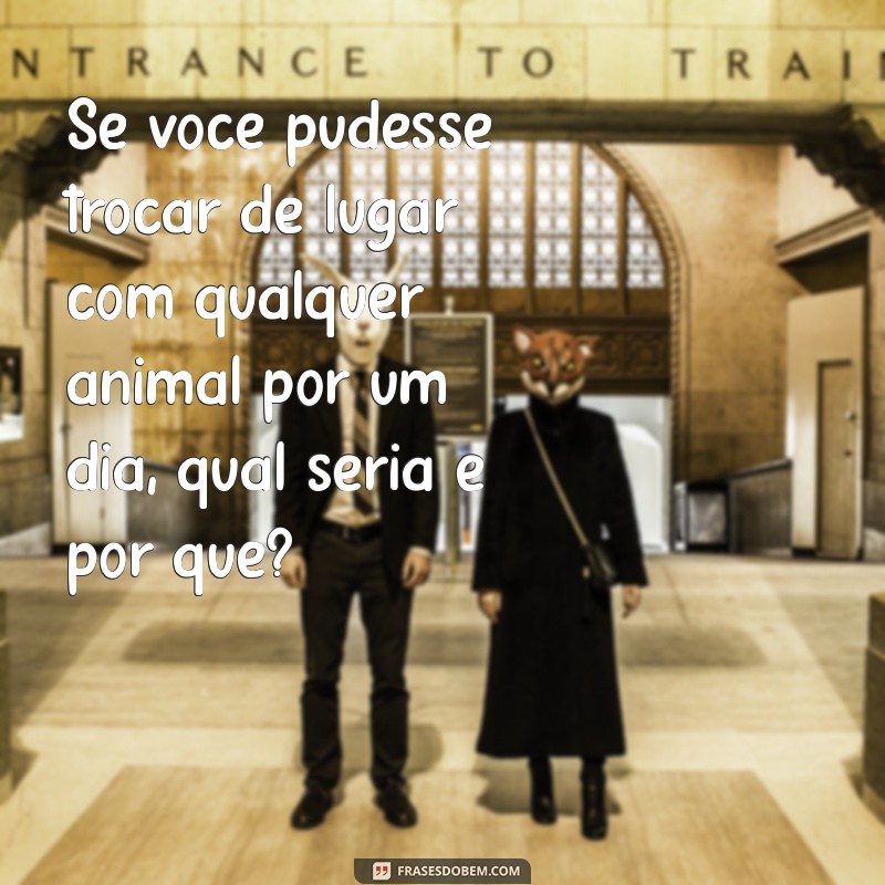 perguntas estranhas para fazer Se você pudesse trocar de lugar com qualquer animal por um dia, qual seria e por quê?