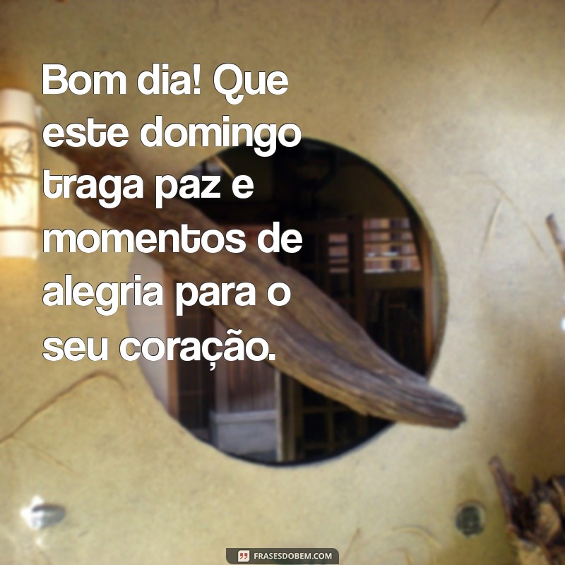 mensagens de domingo bom dia Bom dia! Que este domingo traga paz e momentos de alegria para o seu coração.