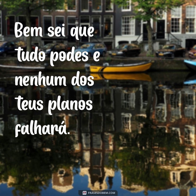 bem sei que tudo podes e nenhum dos teus planos Bem sei que tudo podes e nenhum dos teus planos falhará.