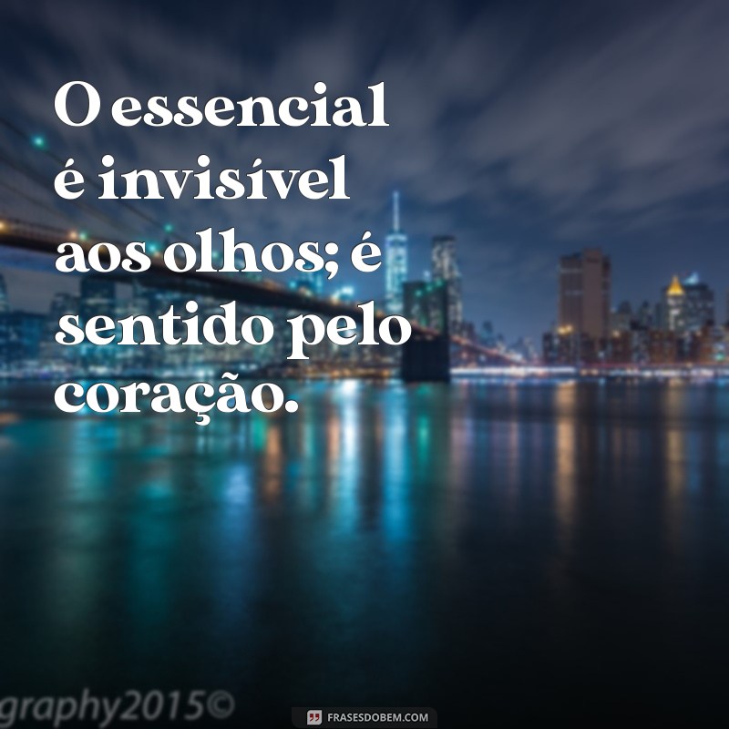 o essencial é invisível aos olhos O essencial é invisível aos olhos; é sentido pelo coração.