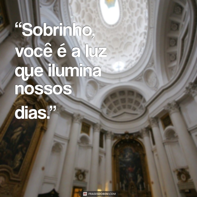 sobrinho frases “Sobrinho, você é a luz que ilumina nossos dias.”