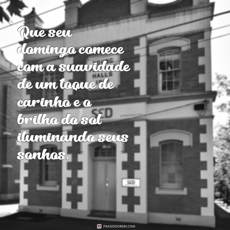 toque de carinho bom dia domingo Que seu domingo comece com a suavidade de um toque de carinho e o brilho do sol iluminando seus sonhos.