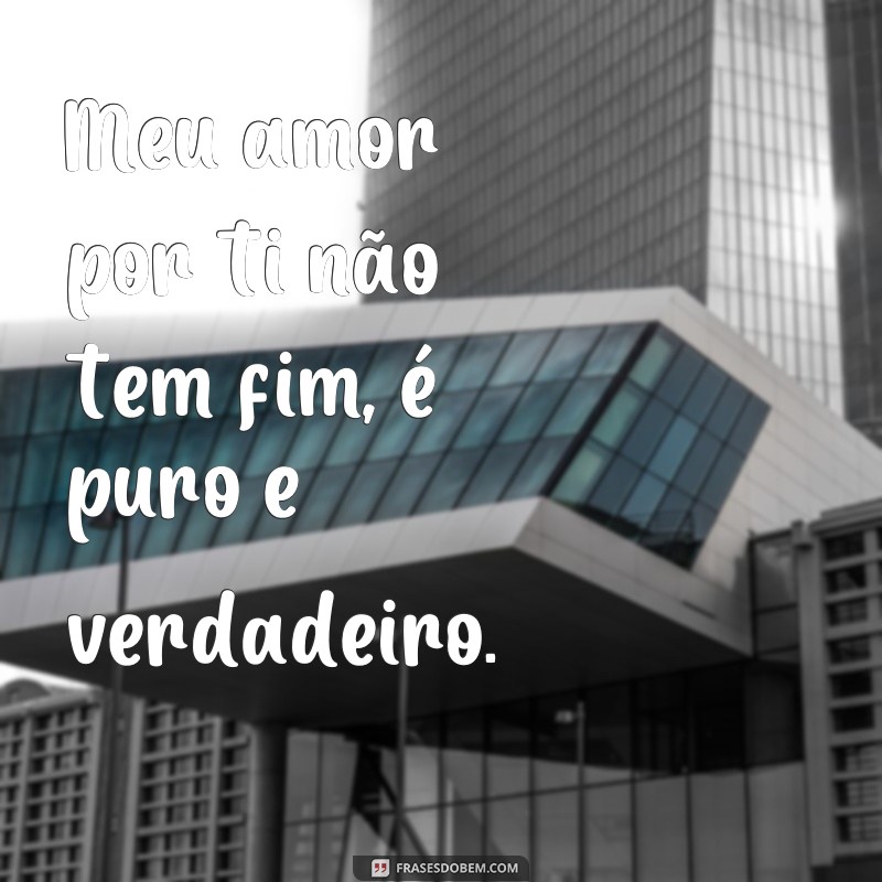 frases poema de amor verdadeiro Meu amor por ti não tem fim, é puro e verdadeiro.