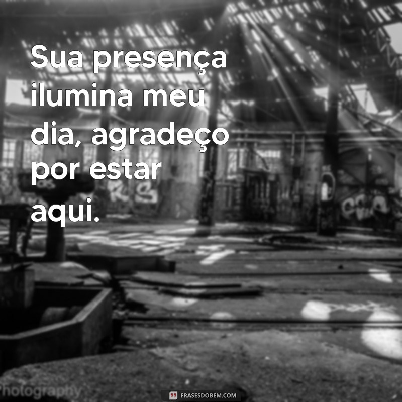 agradeço sua presença Sua presença ilumina meu dia, agradeço por estar aqui.