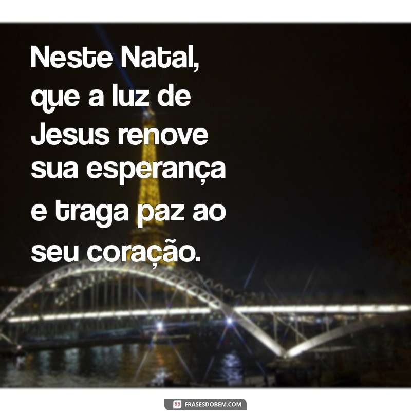 mensagem evangélica para o natal Neste Natal, que a luz de Jesus renove sua esperança e traga paz ao seu coração.