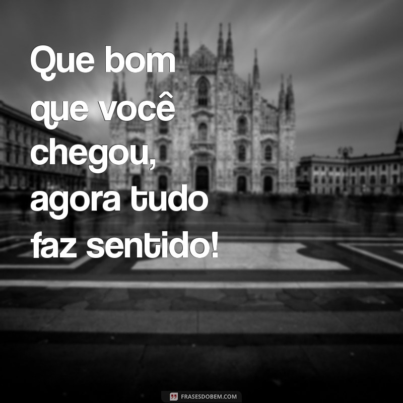 que bom que você chegou frases Que bom que você chegou, agora tudo faz sentido!