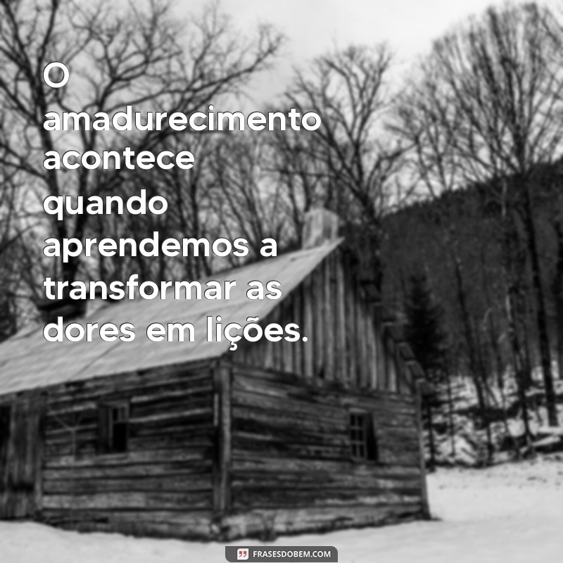 frases de amadurecimento O amadurecimento acontece quando aprendemos a transformar as dores em lições.