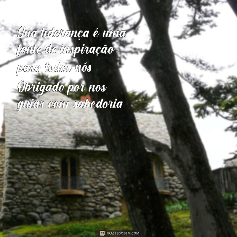 mensagem de elogio para chefe Sua liderança é uma fonte de inspiração para todos nós. Obrigado por nos guiar com sabedoria!