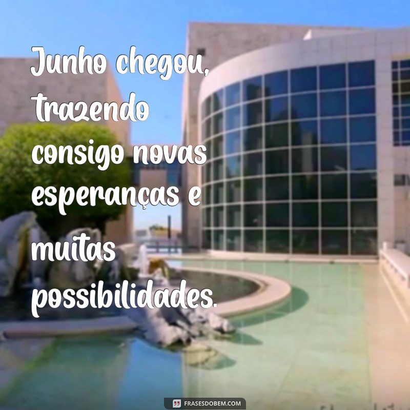 junho chegou frases Junho chegou, trazendo consigo novas esperanças e muitas possibilidades.