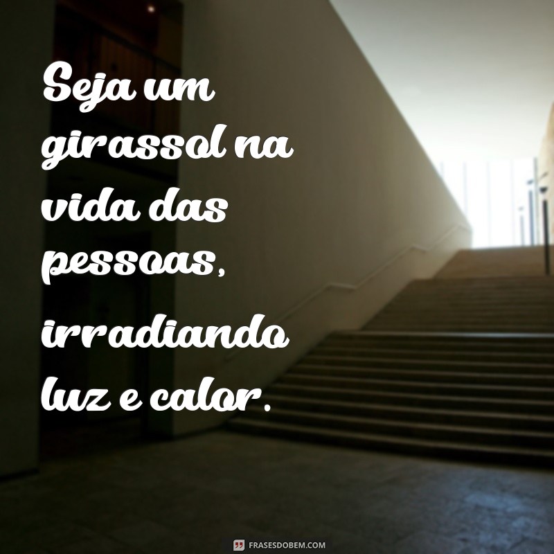 seja um girassol na vida das pessoas Seja um girassol na vida das pessoas, irradiando luz e calor.