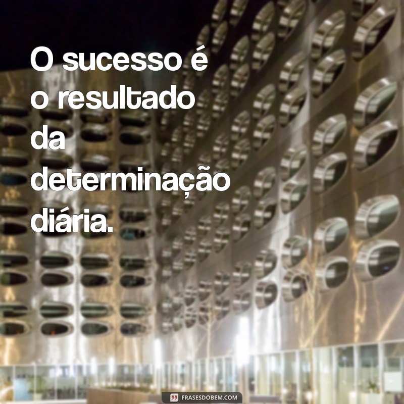 frases curta de trabalho O sucesso é o resultado da determinação diária.