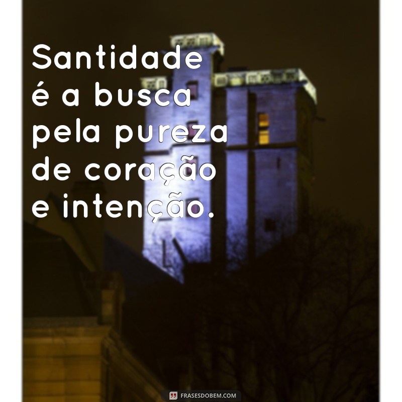 significado de santidade Santidade é a busca pela pureza de coração e intenção.