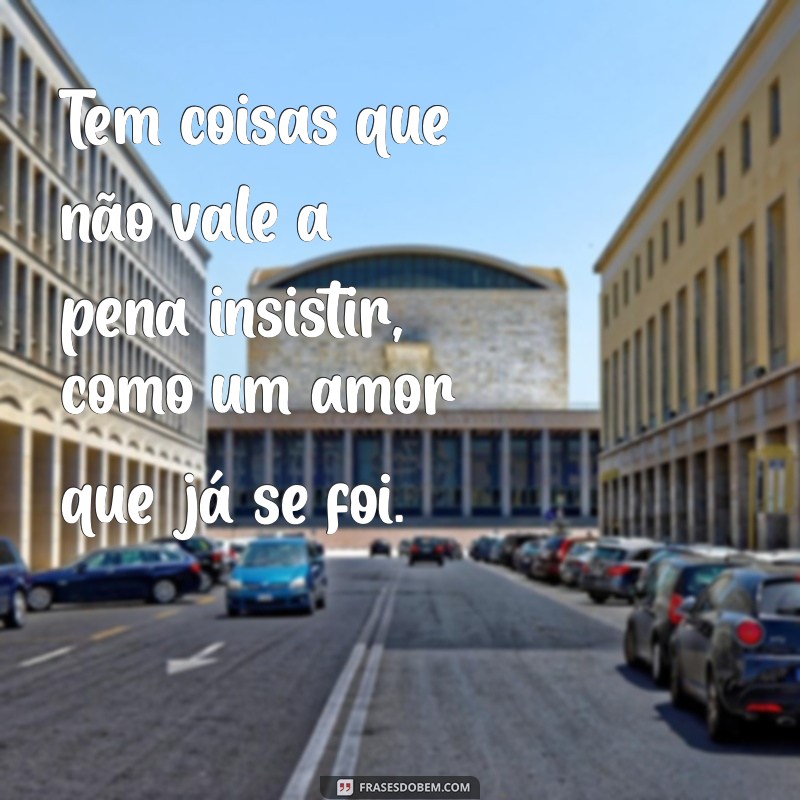 tem coisas que não vale a pena insistir Tem coisas que não vale a pena insistir, como um amor que já se foi.