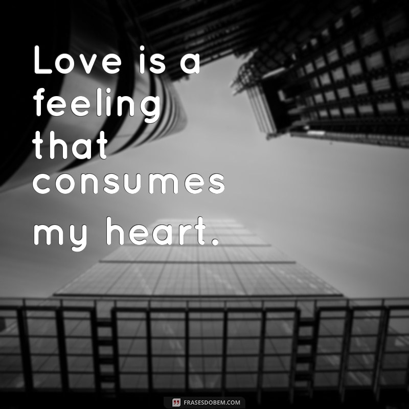 frases paixão em ingles Love is a feeling that consumes my heart.