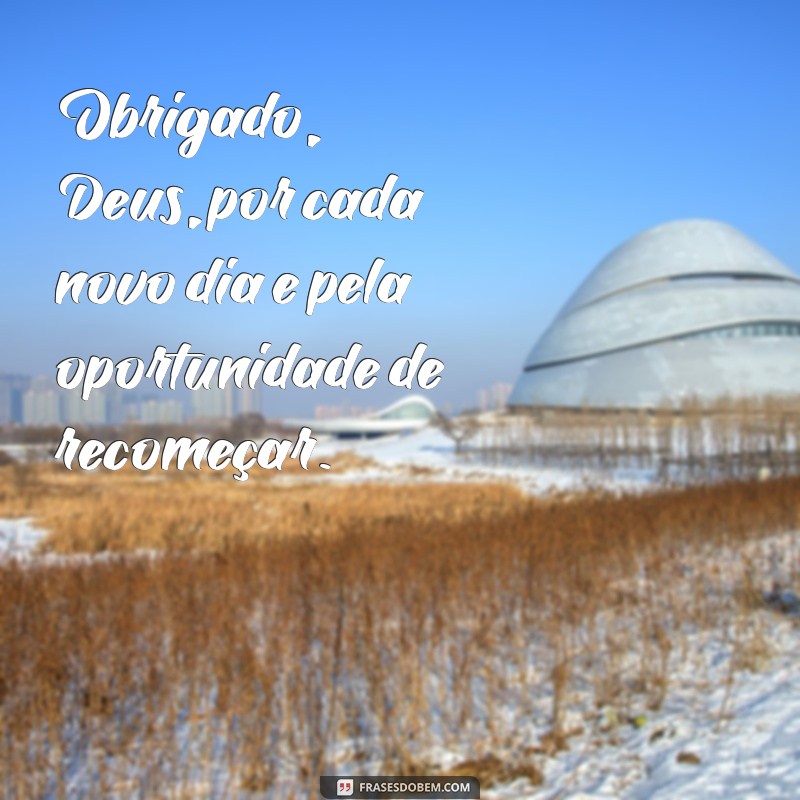 frases obrigado deus Obrigado, Deus, por cada novo dia e pela oportunidade de recomeçar.