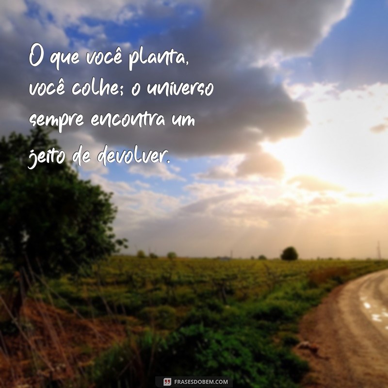 frases de karma O que você planta, você colhe; o universo sempre encontra um jeito de devolver.