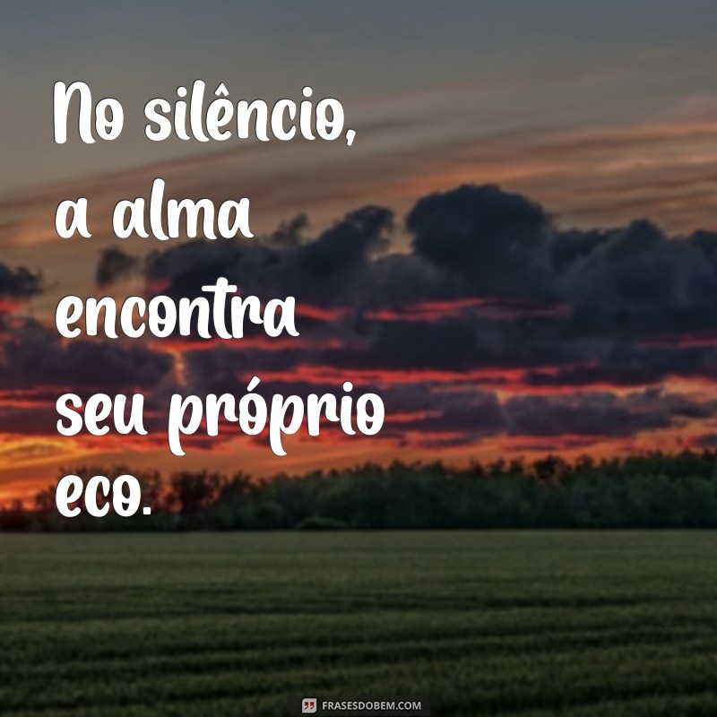 frases silencio No silêncio, a alma encontra seu próprio eco.