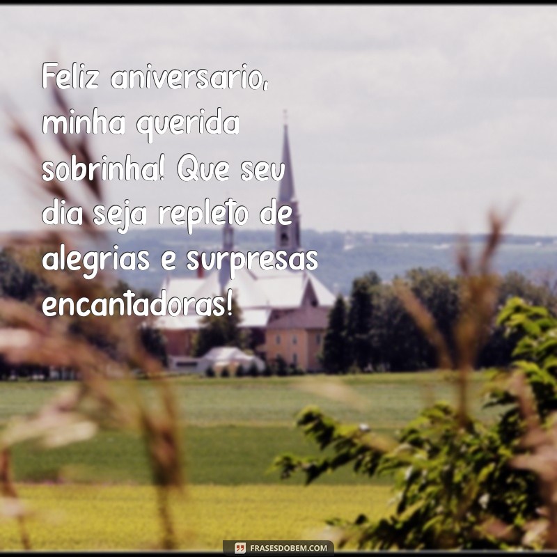 mensagem de aniversário sobrinha Feliz aniversário, minha querida sobrinha! Que seu dia seja repleto de alegrias e surpresas encantadoras!