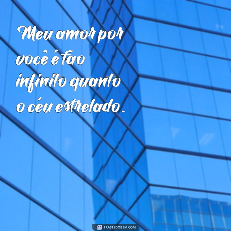 meu amor maior frases Meu amor por você é tão infinito quanto o céu estrelado.