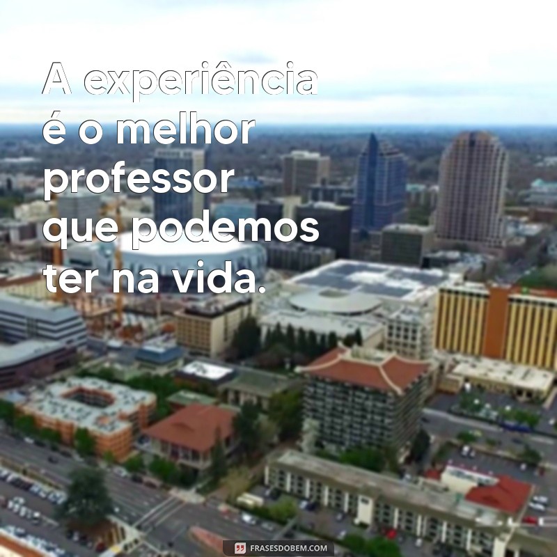 frases sobre experiência A experiência é o melhor professor que podemos ter na vida.