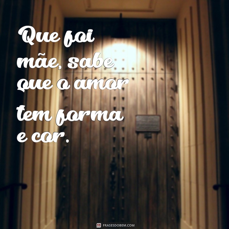 que foi mãe Que foi mãe, sabe que o amor tem forma e cor.