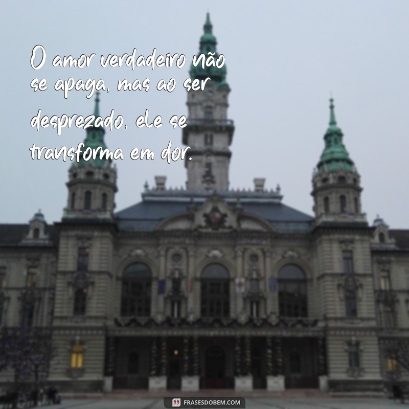 reciprocidade do amor ao desprezo O amor verdadeiro não se apaga, mas ao ser desprezado, ele se transforma em dor.