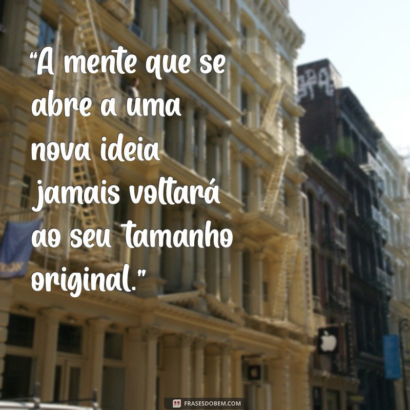 frases motivacional albert einstein “A mente que se abre a uma nova ideia jamais voltará ao seu tamanho original.”