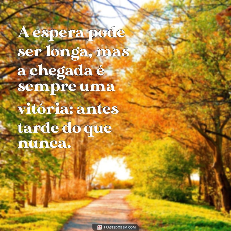 frases antes tarde do que nunca A espera pode ser longa, mas a chegada é sempre uma vitória: antes tarde do que nunca.