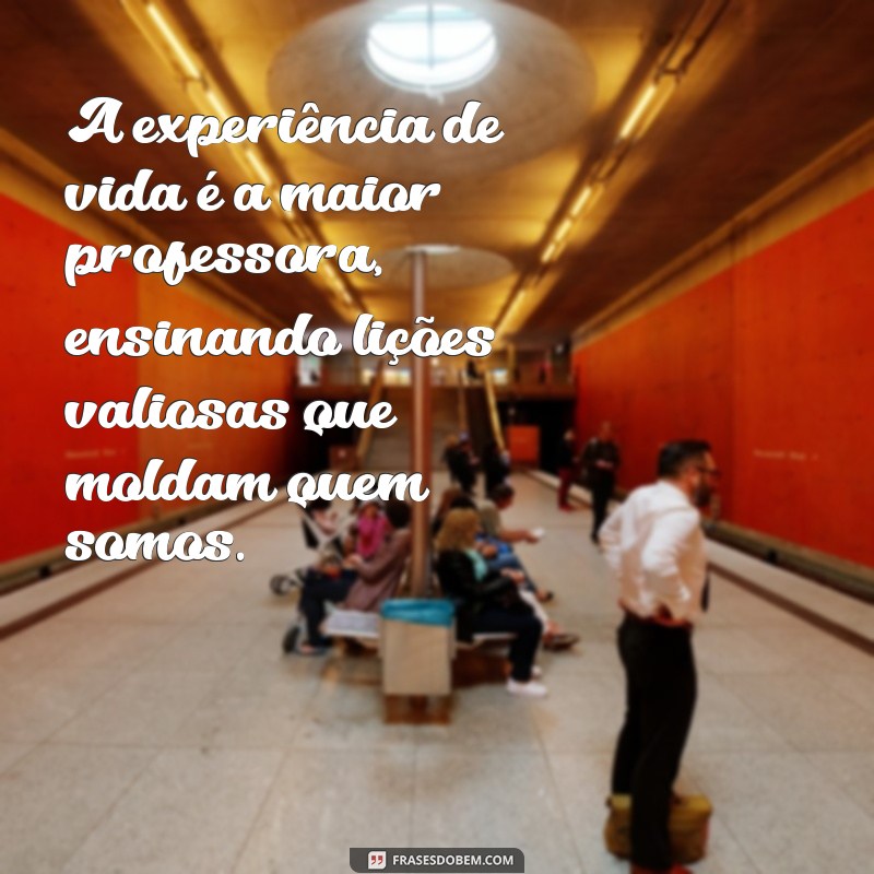 frases sobre experiência de vida A experiência de vida é a maior professora, ensinando lições valiosas que moldam quem somos.