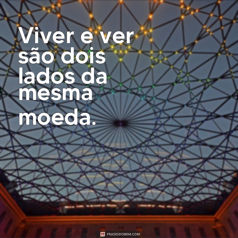 frases vivera e vera Viver e ver são dois lados da mesma moeda.