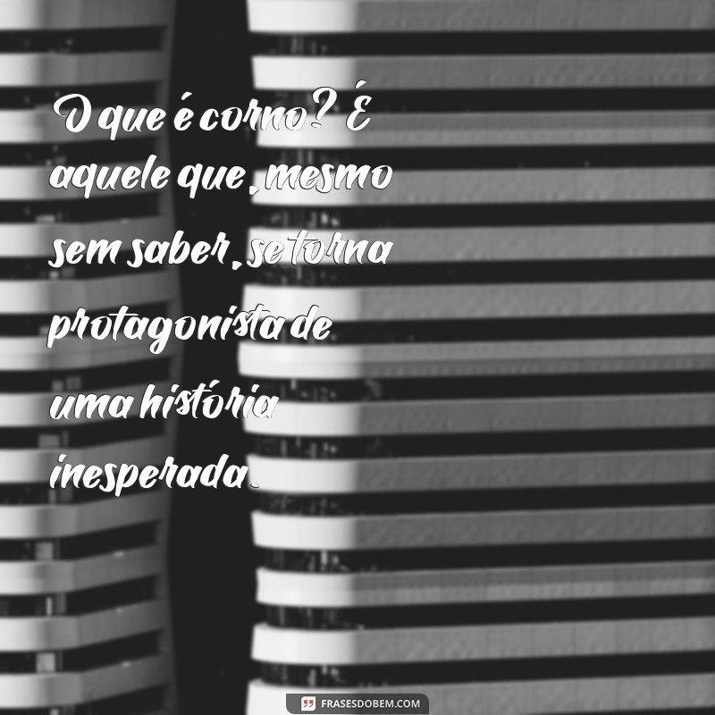 oque é corno O que é corno? É aquele que, mesmo sem saber, se torna protagonista de uma história inesperada.