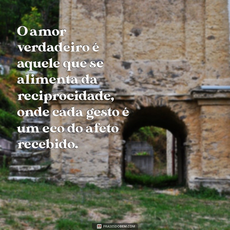 reciprocidade frases de amor O amor verdadeiro é aquele que se alimenta da reciprocidade, onde cada gesto é um eco do afeto recebido.