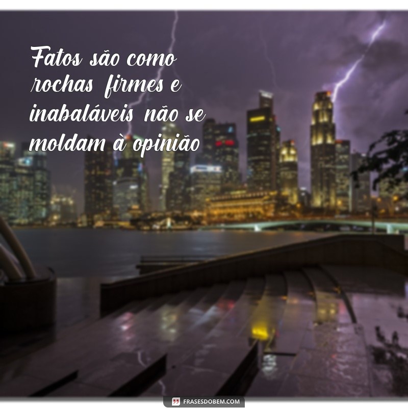 frases contra fatos não há argumentos Fatos são como rochas: firmes e inabaláveis, não se moldam à opinião.