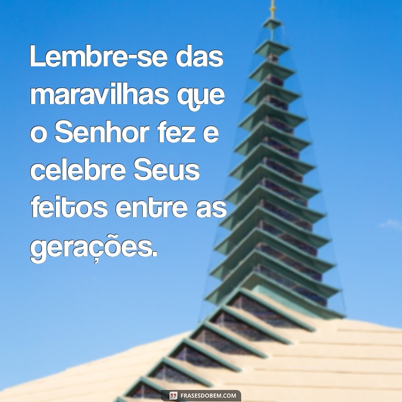 salmos 78 Lembre-se das maravilhas que o Senhor fez e celebre Seus feitos entre as gerações.