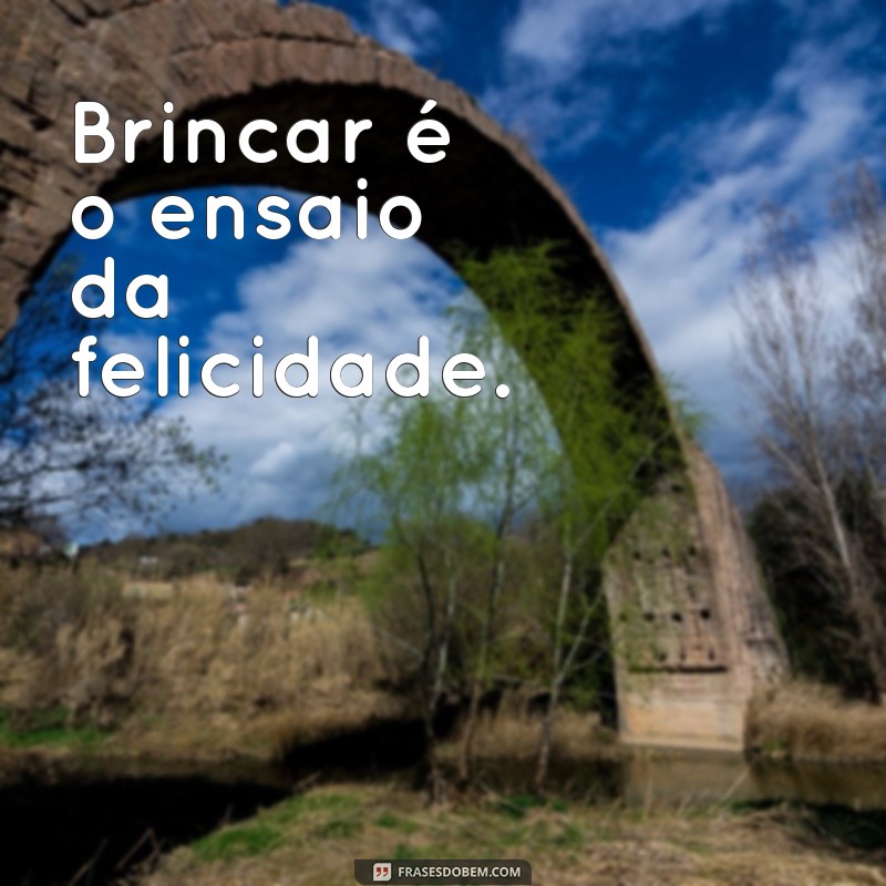 frases sobre brincar Brincar é o ensaio da felicidade.