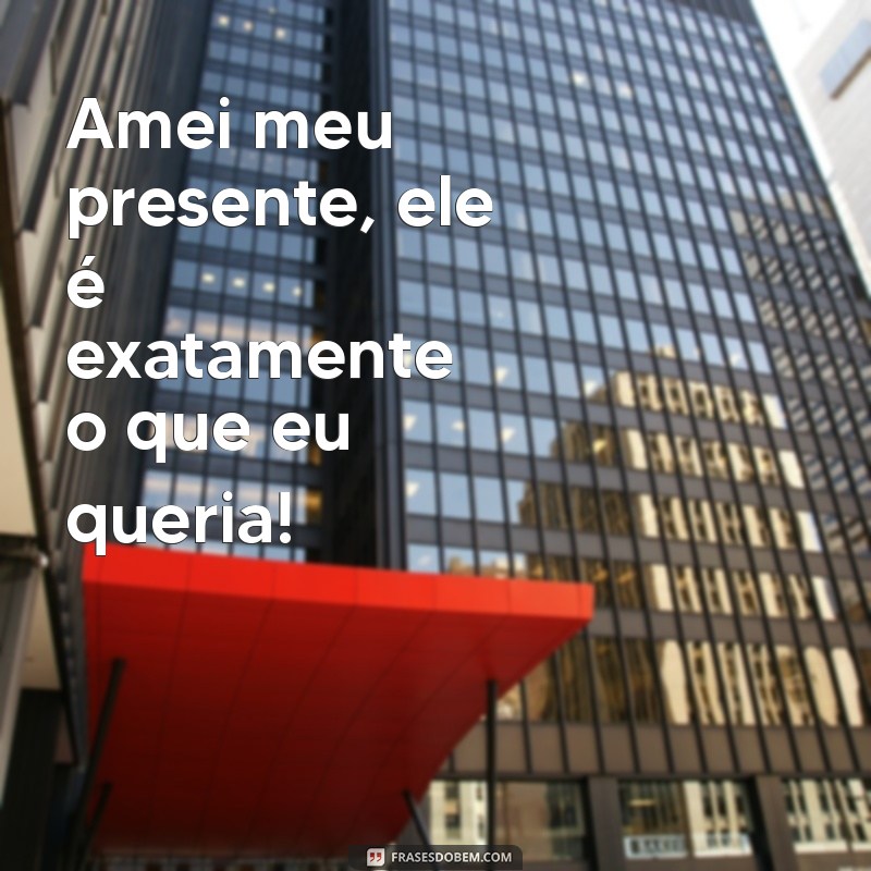 amei meu presente Amei meu presente, ele é exatamente o que eu queria!