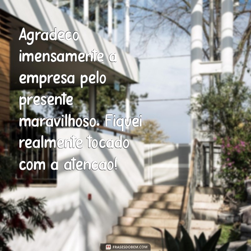 agradecimento a empresa pelo presente Agradeço imensamente à empresa pelo presente maravilhoso. Fiquei realmente tocado com a atenção!