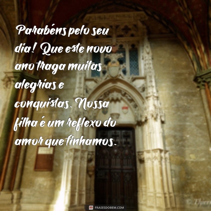 mensagem de aniversário para ex-marido pai da minha filha Parabéns pelo seu dia! Que este novo ano traga muitas alegrias e conquistas. Nossa filha é um reflexo do amor que tínhamos.