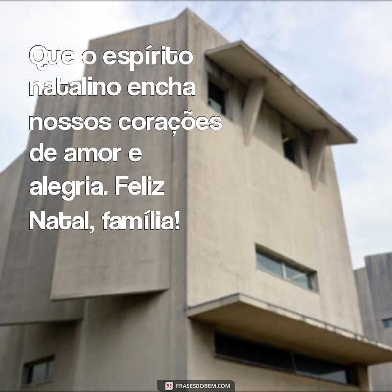 frases de feliz natal para família Que o espírito natalino encha nossos corações de amor e alegria. Feliz Natal, família!