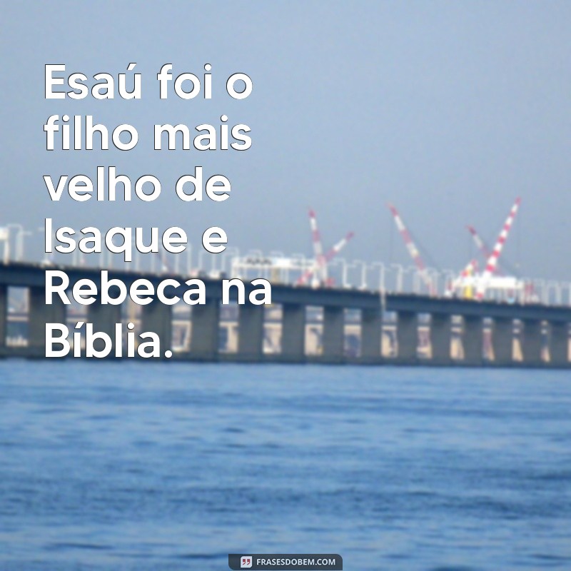 quem foi esaú na bíblia Esaú foi o filho mais velho de Isaque e Rebeca na Bíblia.