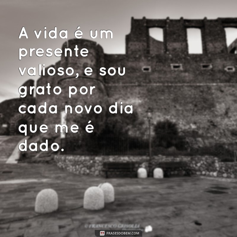 frases de gratidão a vida A vida é um presente valioso, e sou grato por cada novo dia que me é dado.